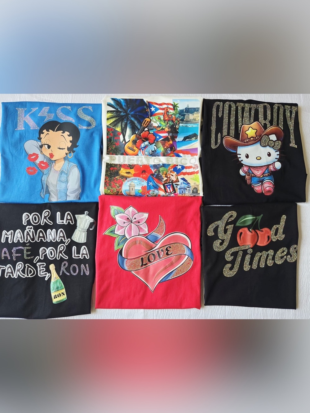 Lot of women's clothing, 12 pieces T shirts Size S, M,L 100% cotton rinhestones